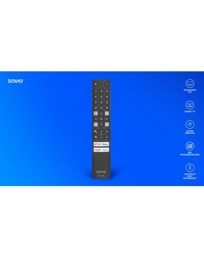 savio Pilot uniwersalny/zamiennik do TV TCL, Smart TV, RC-15 główny