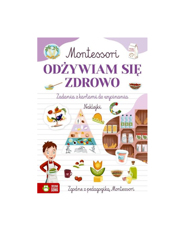 zielona sowa Książeczka Montessori. Odżywiam się zdrowo główny