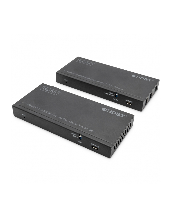 digitus Przedłużacz/Extender HDMI 4K 60Hz 150m po skrętce Cat.6A/7/8 HDBaseT HDCP2.2 IR EDID PoC, zestaw główny