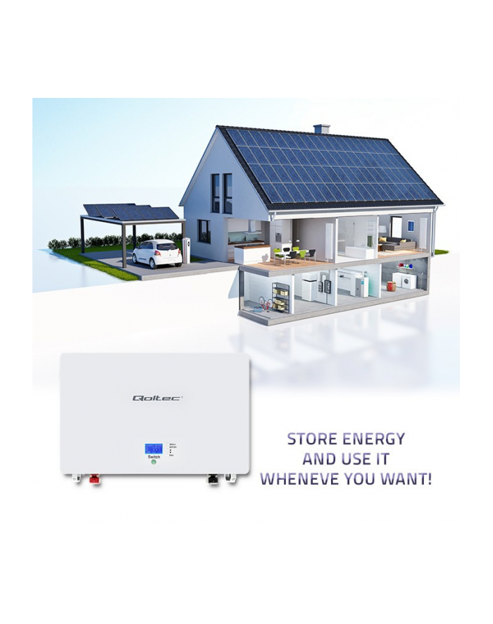 qoltec Magazyn energii LiFePO4 | 7.2kWh | 48V | BMS | LCD główny