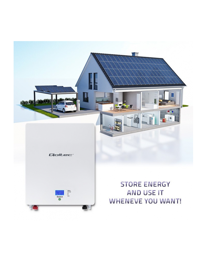 qoltec Magazyn energii LiFePO4| 9.6kWh | 48V | BMS | LCD główny