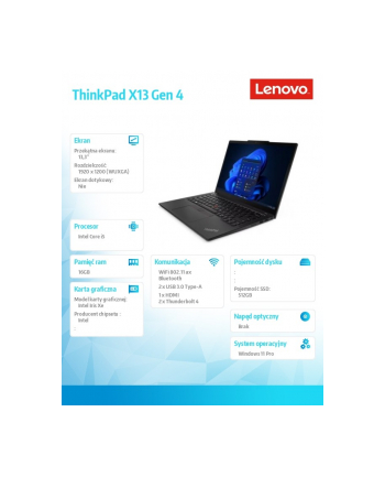 lenovo Ultrabook ThinkPad X13 G4 21EX002TPB W11Pro i5-1335U/16GB/512GB/INT/13.3 WUXGA/Deep Black/3YRS Premier Support + CO2 Offset