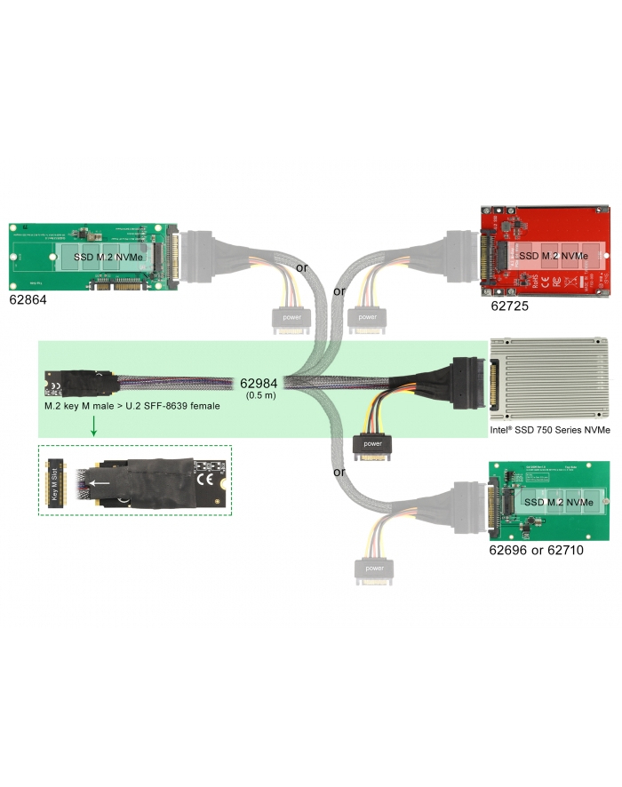 DELOCK  ADAPTER M.2 KEY M DO U.2 SFF-8639 NVME Z KABLEM 50 CM  () główny