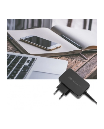 qoltec Ładowarka sieciowa 65W | 5-20V | 3-3.25A | USB typ C | PD |      Czarna nr 1