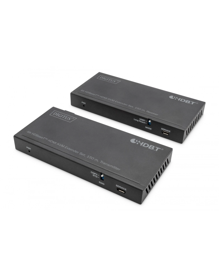 digitus Przedłużacz/Extender HDMI 4K 60Hz 150m po skrętce Cat.6A/7/8 HDBaseT HDCP2.2 IR EDID PoC, zestaw główny