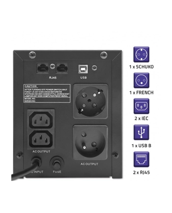 qoltec Zasilacz awaryjny UPS | Monolith | 1500VA | 900W | LCD | USB nr 2