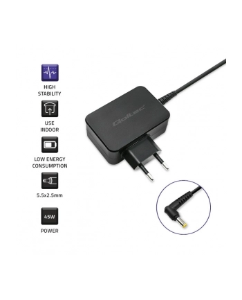 qoltec Zasilacz do ultrabooka Toshiba 45W | 19V | 2.37A | 5.5*2.5 nr 2
