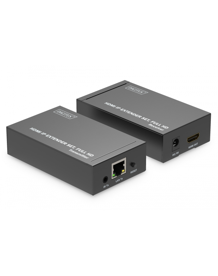 digitus Przedłużacz/Extender HDMI 1080p 60Hz 120m po skrętce Cat.6/6A/7/8 HDCP 1.3 IR, zestaw główny