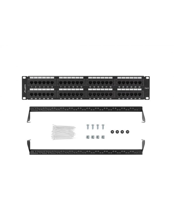 LANBERG Patch Panel 48port 2U 19inch kat.6 UTP czarny główny
