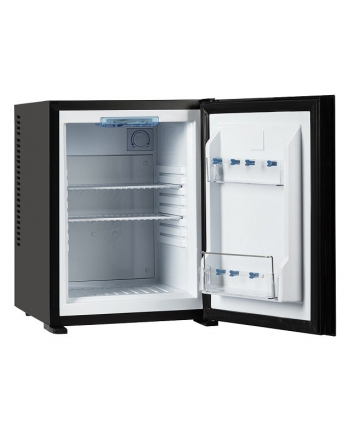 Bezszmerowy minibar termoelektryczny MPM-30-MBS-06/L z szklanym frontem czarny