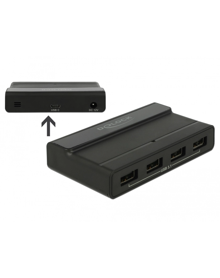 DeLOCK External USB 3.2 Gen 2 4 PortHub 10Gbps, USB Hub (Kolor: CZARNY) główny