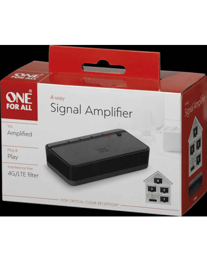 One for all signal amplifier 4-way (Kolor: CZARNY, 4 outputs) główny