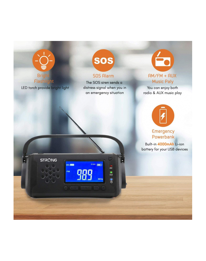 Strong EPR 1500, radio (Kolor: CZARNY, FM, MW, power bank) główny