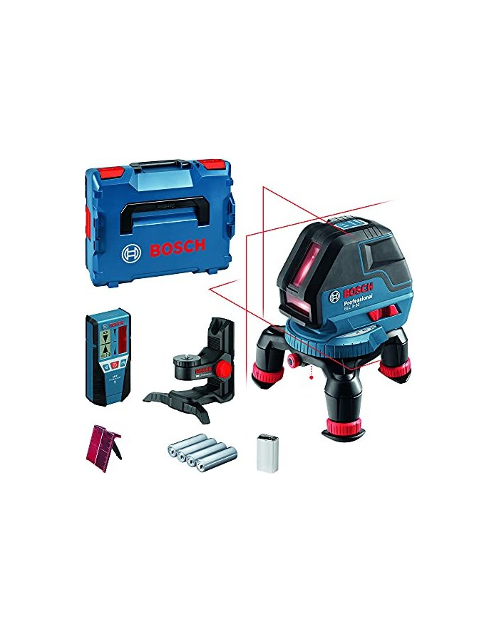 bosch powertools Bosch Line laser GLL 3-50 Professional, with receiver, cross line laser (blue/Kolor: CZARNY, L-BOXX 136, red laser lines) główny