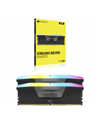 Corsair DDR5 64GB - 6000 - CL - 40 - Dual-Kit, DIMM, CMH64GX5M2B6000C40, Vengeance RGB, XMP, Kolor: CZARNY