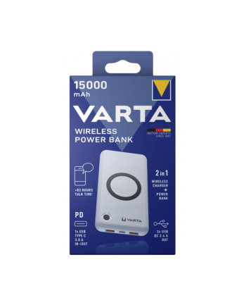 Varta Wireless Power Bank 15,000, power bank (Kolor: BIAŁY, 15,000 mAh)