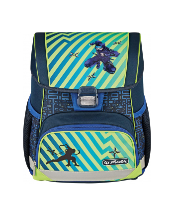 Herlitz Loop Plus Funky Ninja, school bag (green/dark blue, incl. 16-piece pencil case, pencil case, sports bag)