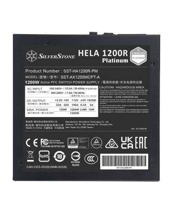 silverstone technology SilverStone SST-HA1200R-PM 1200W, PC power supply (Kolor: CZARNY, 7x PCIe, cable management, 1200 watts)