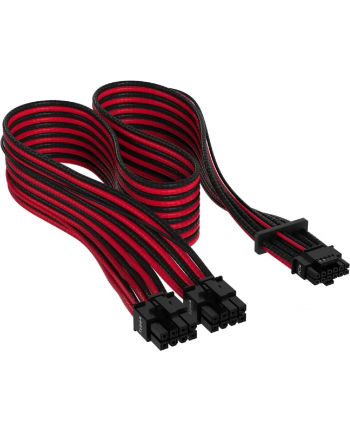 Corsair Premium Sleeved PCIe 5.0 12VHPWR PSU adapter cable (Kolor: CZARNY/red, 50cm)