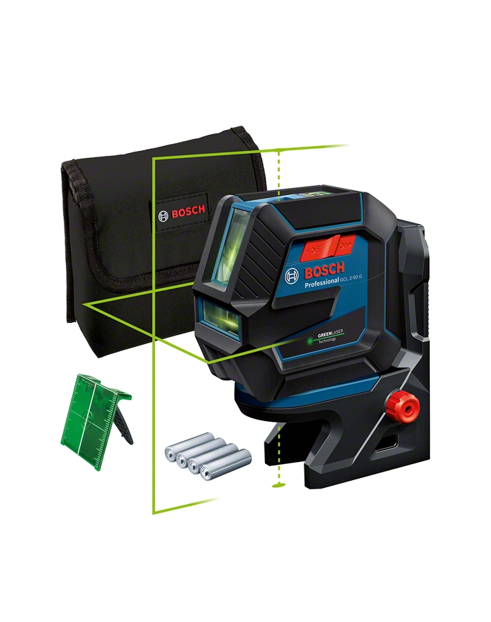 bosch powertools Bosch combi laser GCL 2-50 G Professional, with ceiling clamp, cross line laser (blue/Kolor: CZARNY, green laser lines, with bracket RM10 Professional) główny