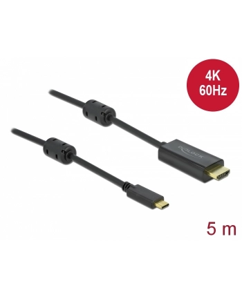 DeLOCK USB adapter cable, USB-C plug > HDMI 4K plug (Kolor: CZARNY, 5 meters, active cable)