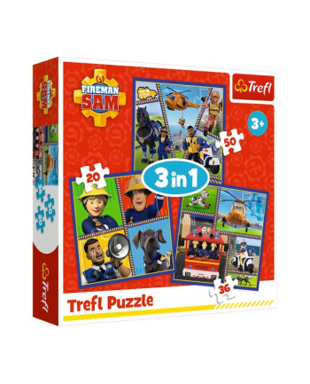 Puzzle 3w1 Dzień Strażaka Sama. Strażak Sam 34868 Trefl