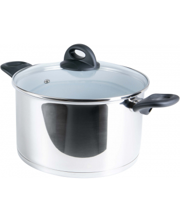 Cerafit Steel pot 24cm (stainless steel/grey, with design glass lid)