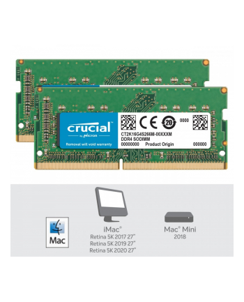 crucial Pamięć DDR4 SODIMM do Apple Mac 32GB(2*16GB)/2666 CL19 (8bit)