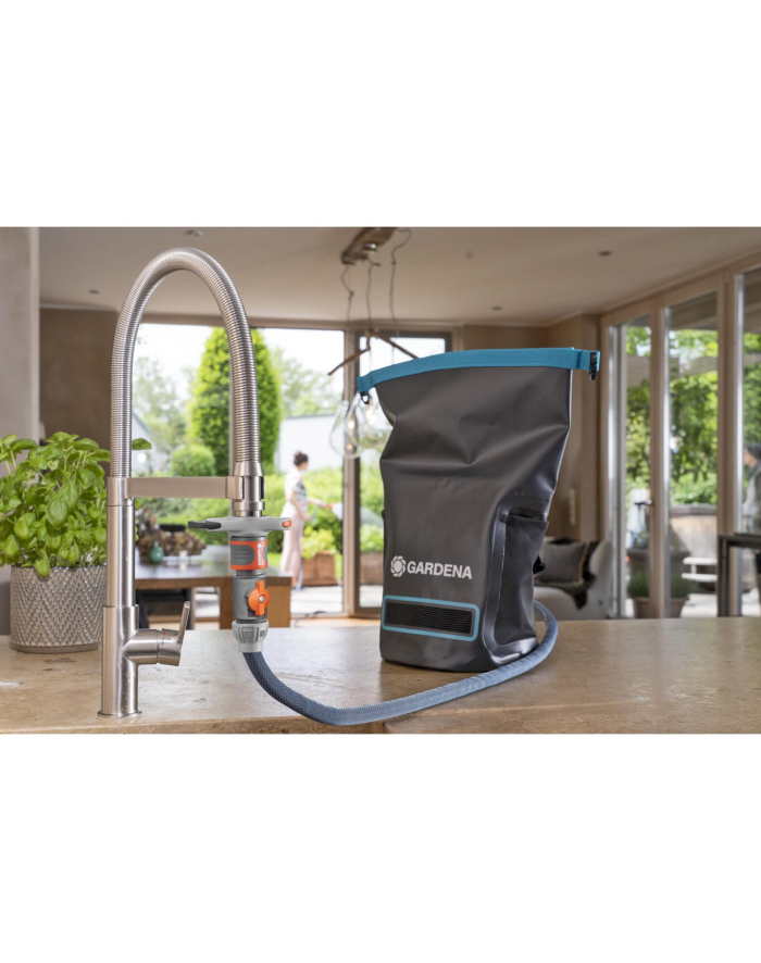 GARD-ENA Textile Hose Liano Xtreme 1/2'', 10 meter set + indoor adapter (dark grey/orange, model 2023, incl. watering nozzle, control valve) główny