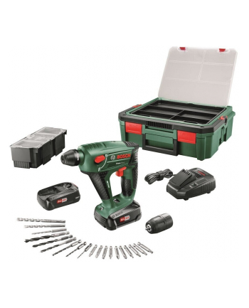 bosch powertools Bosch Cordless Hammer Drill Uneo Maxx, 18V (green/Kolor: CZARNY, 2x Li-Ion battery 1.5Ah, 19-piece accessories, SystemBox, POWER FOR ALL ALLIANCE)