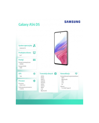 samsung Smartfon GALAXY A54 DS 5G 8/256GB Czarny Enterprise