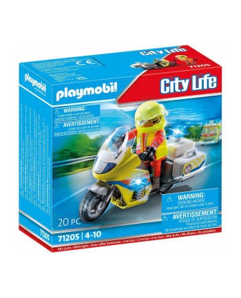 PLAYMOBIL 71205 Emergency Doctor's Motorcycle with Flashing Light Construction Toy