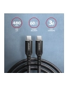 axagon BUCM-CM15AB Kabel USB-C - USB-C 2.0, 1.5m, PD 60W, 3A, ALU, oplot Czarny - nr 22