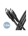 axagon BUCM-CM15AB Kabel USB-C - USB-C 2.0, 1.5m, PD 60W, 3A, ALU, oplot Czarny - nr 44