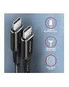 axagon BUCM-CM15AB Kabel USB-C - USB-C 2.0, 1.5m, PD 60W, 3A, ALU, oplot Czarny - nr 41