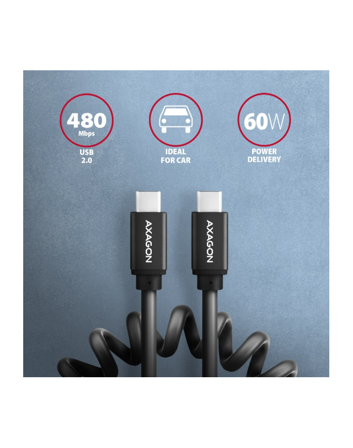 axagon BUCM-CM20TB Kabel Twister USB-C - USB-C, 1.1m USB2.0 3A ALU główny