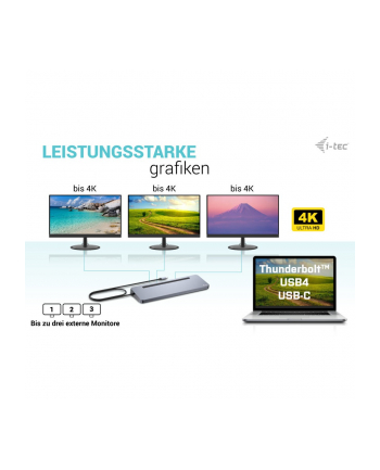 I-TEC USB-C Metal Ergonomic 4K 3x Display Docking Station with PD 100 W