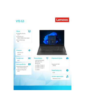 lenovo Laptop V15 G3 82TT00N7PB W11Pro i3-1215U/8GB/256GB/INT/15.6 FHD/Business Black/3YRS OS
