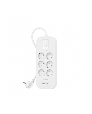 belkin Listwa przeciwprzepięciowa SurgePlus 6x Schuko 1xUSB-A 1xUSB-C 650J 2m