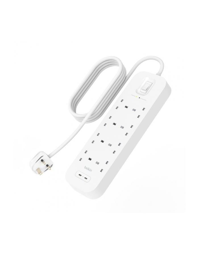 belkin Listwa przeciwprzepięciowa SurgePlus 8xFR 2xUSB-C 900J 2M główny