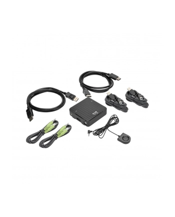 EATON TRIPPLITE 2-Port DisplayPort KVM Switch 4K 60 Hz with Audio Cables and USB Peripheral Sharing