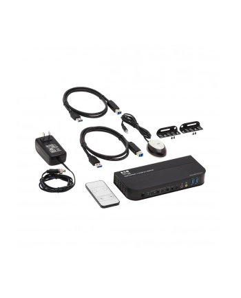 EATON TRIPPLITE 2-Port DisplayPort/USB KVM Switch 4K 60Hz HDR HDCP 2.2 IR DP 1.4 USB Sharing USB 3.0 Cables