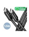 axagon BUCM2-CM15AB Kabel USB-C - USB-C, 1.5m 5A charging, ALU, 240W PD, oplot, USB2.0 - nr 9