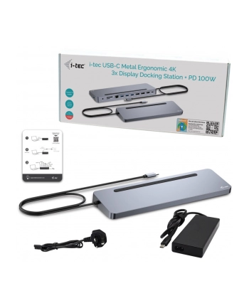 I-TEC USB-C Metal Ergonomic 4K 3x Display Docking Station with PD 100 W