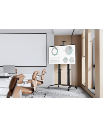 digitus Stojak mobilny pojedynczy z półką i uchwytem na kamerę, 1xLCD max. 120' max. 140kg, VESA max. 1000x600