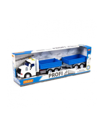 Polesie 92564 '';Profi'';, samochód burtowy z przyczepą inercyjny, ze światłem i dźwiękiem, niebieski w pudełku