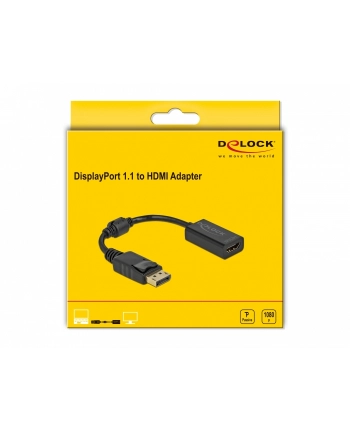 DeLOCK Adapter DisplayPort 1.1 male > HDMI female, passive (Kolor: CZARNY, 15cm) nr 2