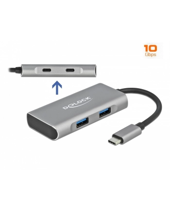 DeLOCK external USB 3.2 hub grey - USB3.2> 2 x USB Type-A + 2 x USB Type-C