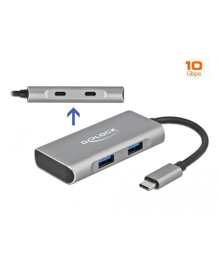 DeLOCK external USB 3.2 hub grey - USB3.2> 2 x USB Type-A + 2 x USB Type-C główny