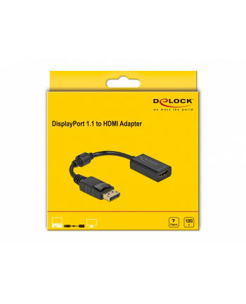 DeLOCK Adapter DisplayPort 1.1 male > HDMI female, passive (Kolor: CZARNY, 15cm)